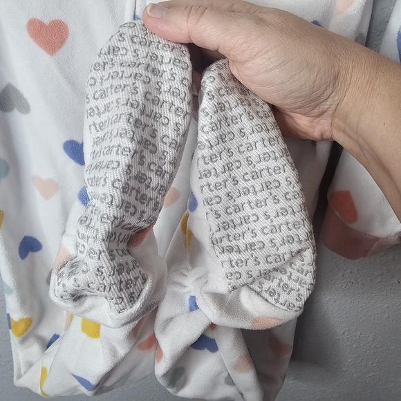 Carter's Footed Pajama Toddler 4T White Pink Heart Zip Up Long Sleeve Clean Girl - Picture 6 of 11